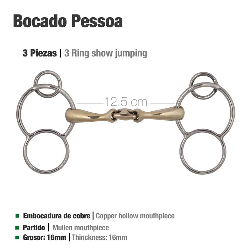 Bocado Pessoa 3 piezas cobre, 12,5